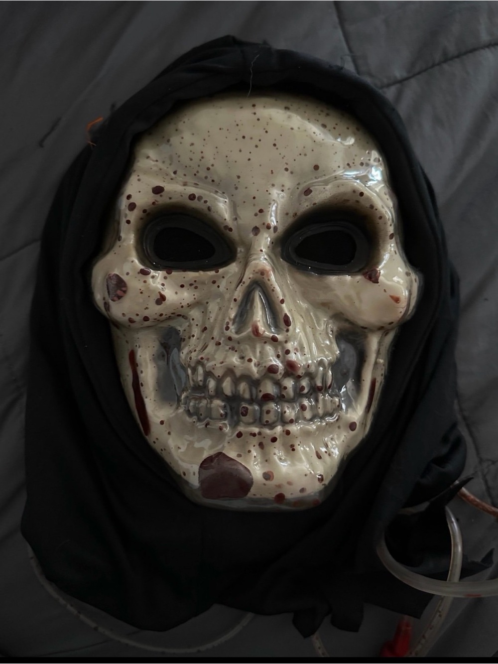 Hooded Ivory Skull Halloween Mask for Kids